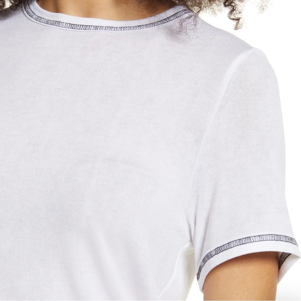 🆕Treasure & Bond Semi Sheer Crewneck T-Shirt w/ Contrast Stitching (NWOT)